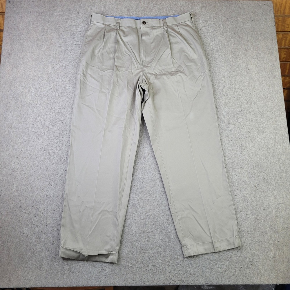 Brooks Brothers Elliot Advantage Chino Pants Mens 36x30 Khaki Pleated Cuffed
